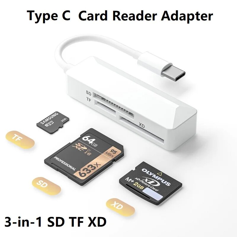 Устройство чтения карт памяти 3 в 1 типа C XD или устройство чтения карт Lightning к Micro SD для iphone XD Адаптер для чтения карт памяти SD TF XD, type c