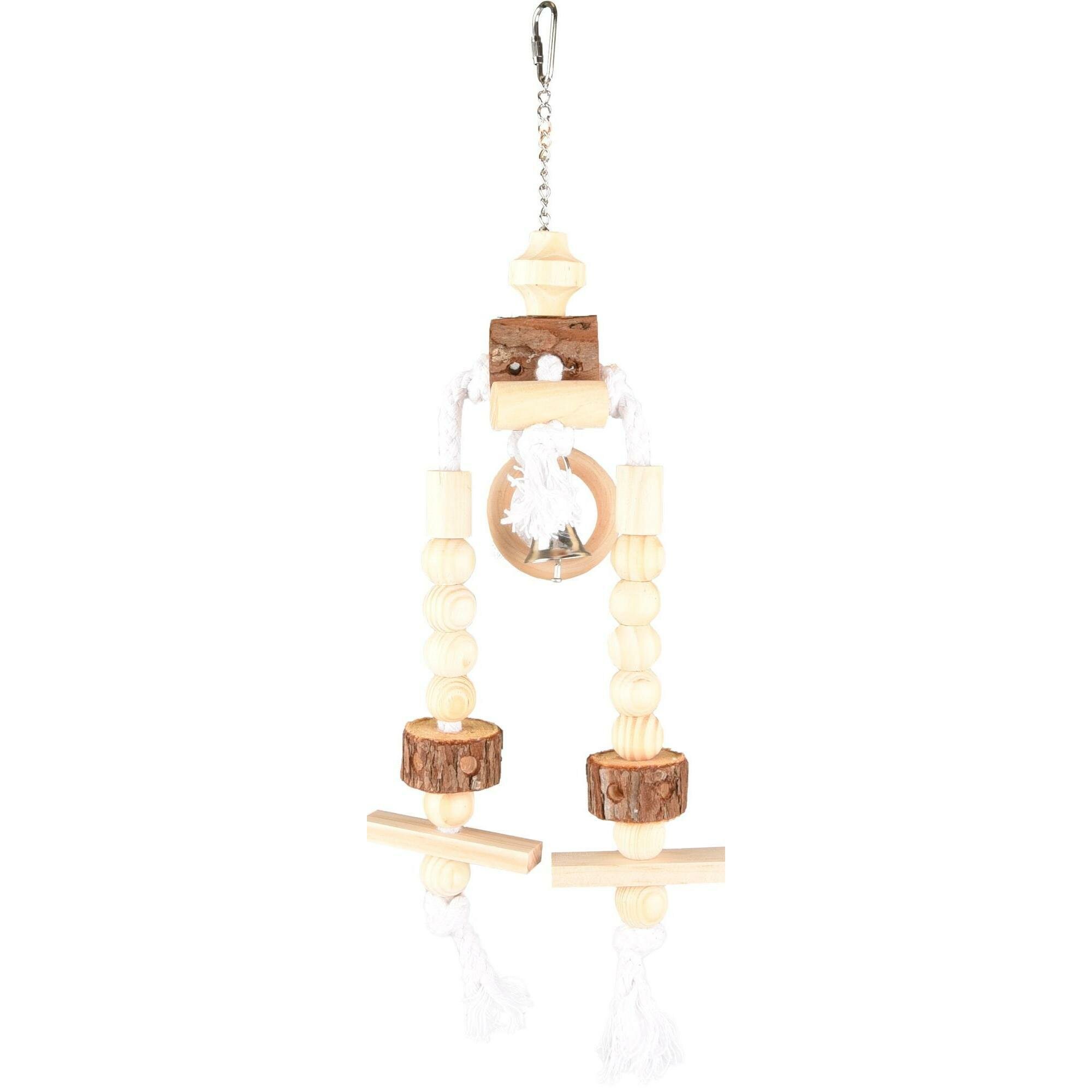 Игрушка для птиц деревянная с колокольчиком 40 см Flamingo