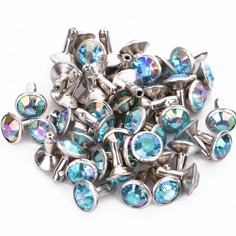 50 комплектов алмазных заклепок для рукоделия Серебряный