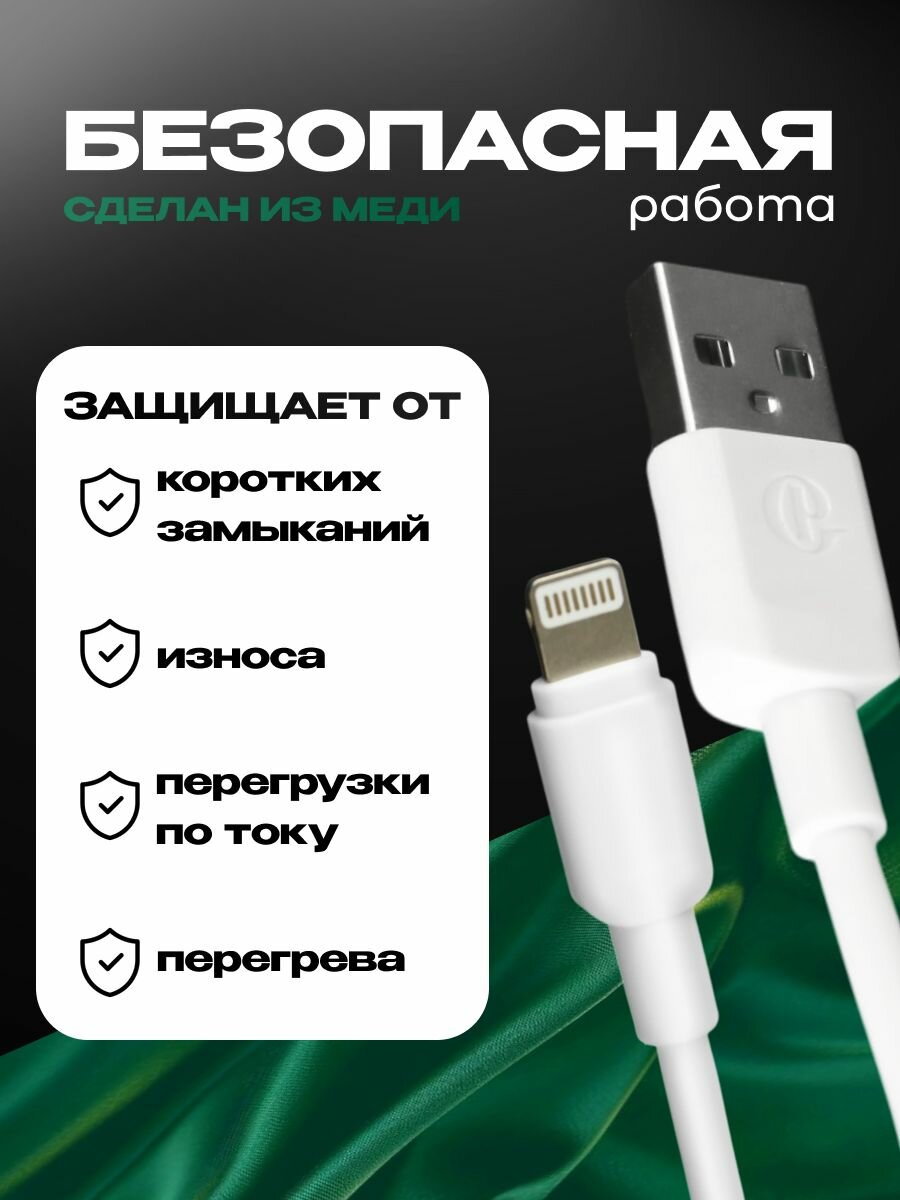 Кабель данных lightning usb 2.4A, 3 м GP-S101P3 — фото 1