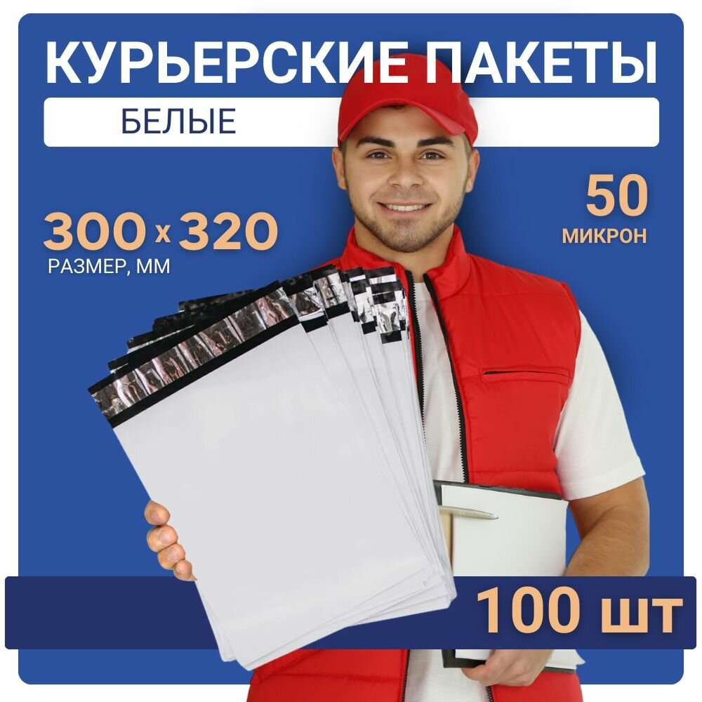 Курьерский почтовый сейф пакет непрозрачный 300x320 мм 30х32 см 50 мкм 100 шт