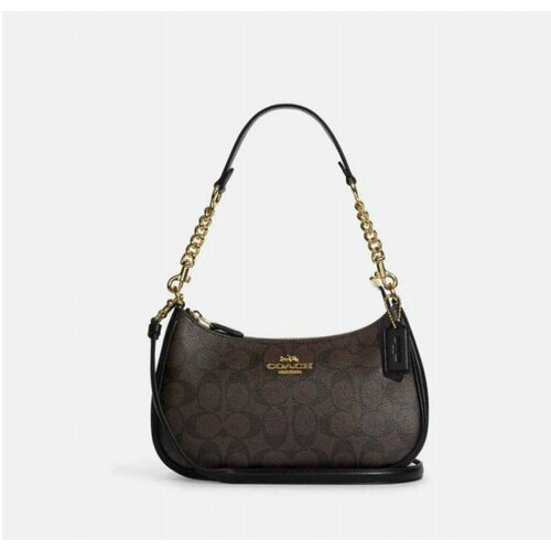 фото Сумка купол coach, фактура гладкая, коричневый, черный
