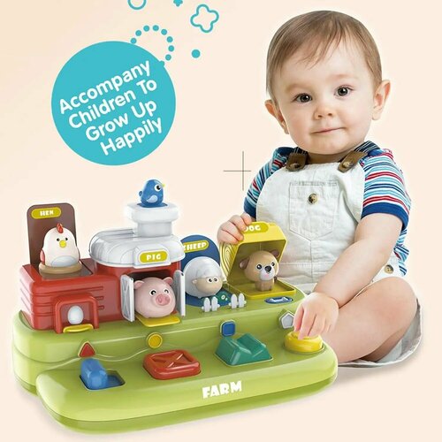 Музыкальный Бизиборд для малышей Ферма-домики