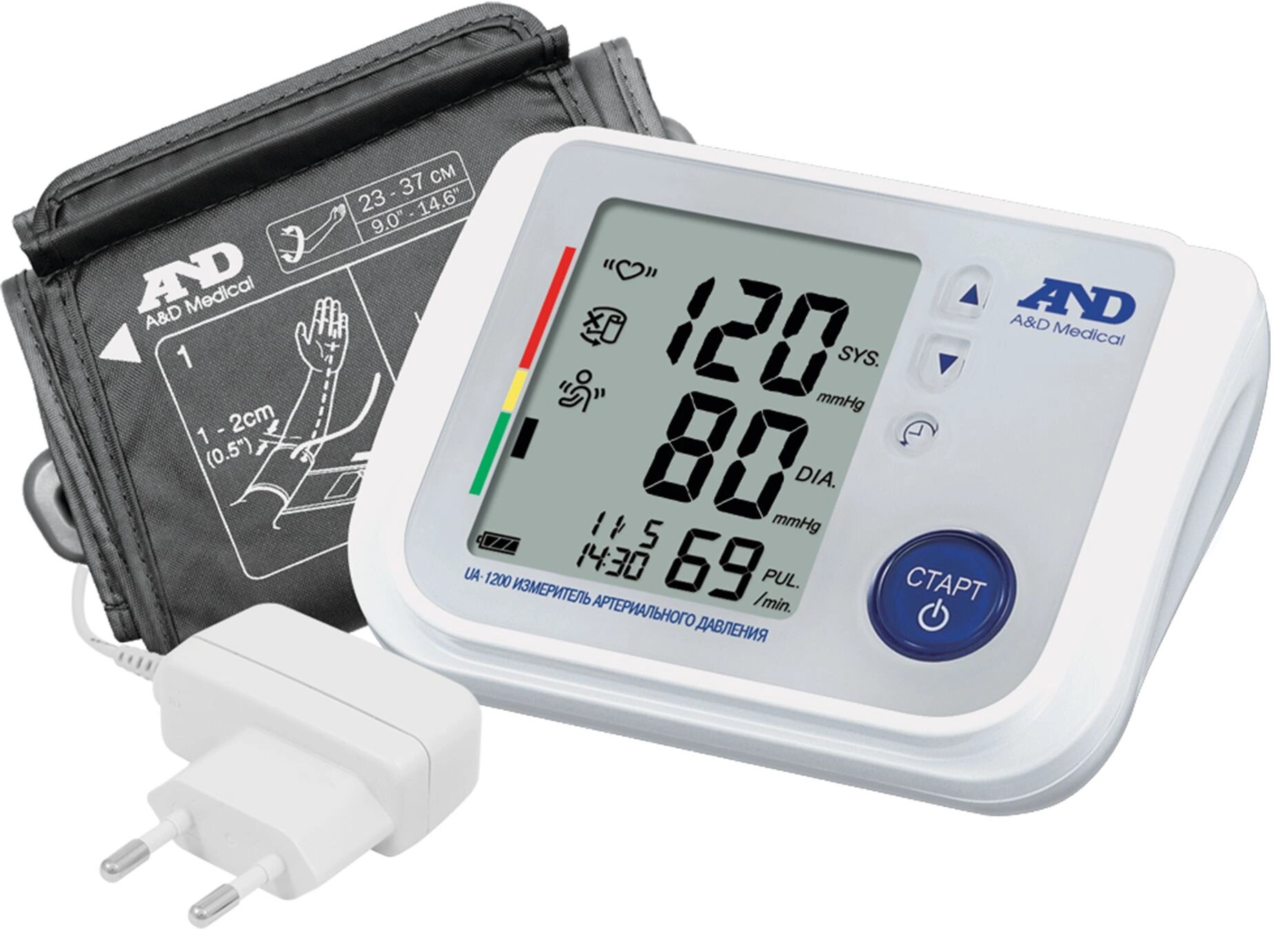 Тонометр AND UA-1200, с поверкой, автоматический, 90 ячеек памяти