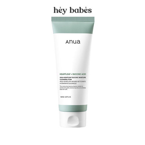 фото Успокаивающая пенка для умывания с янтарной кислотой anua heartleaf succinic moisture cleansing foam