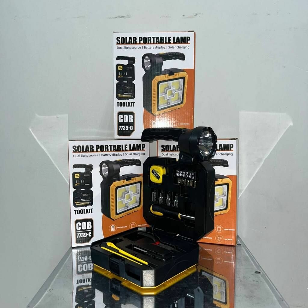 OSMAN , кемпиговый , Фонарь прожектор с набором инструментов, солнечная батарея — фото 1