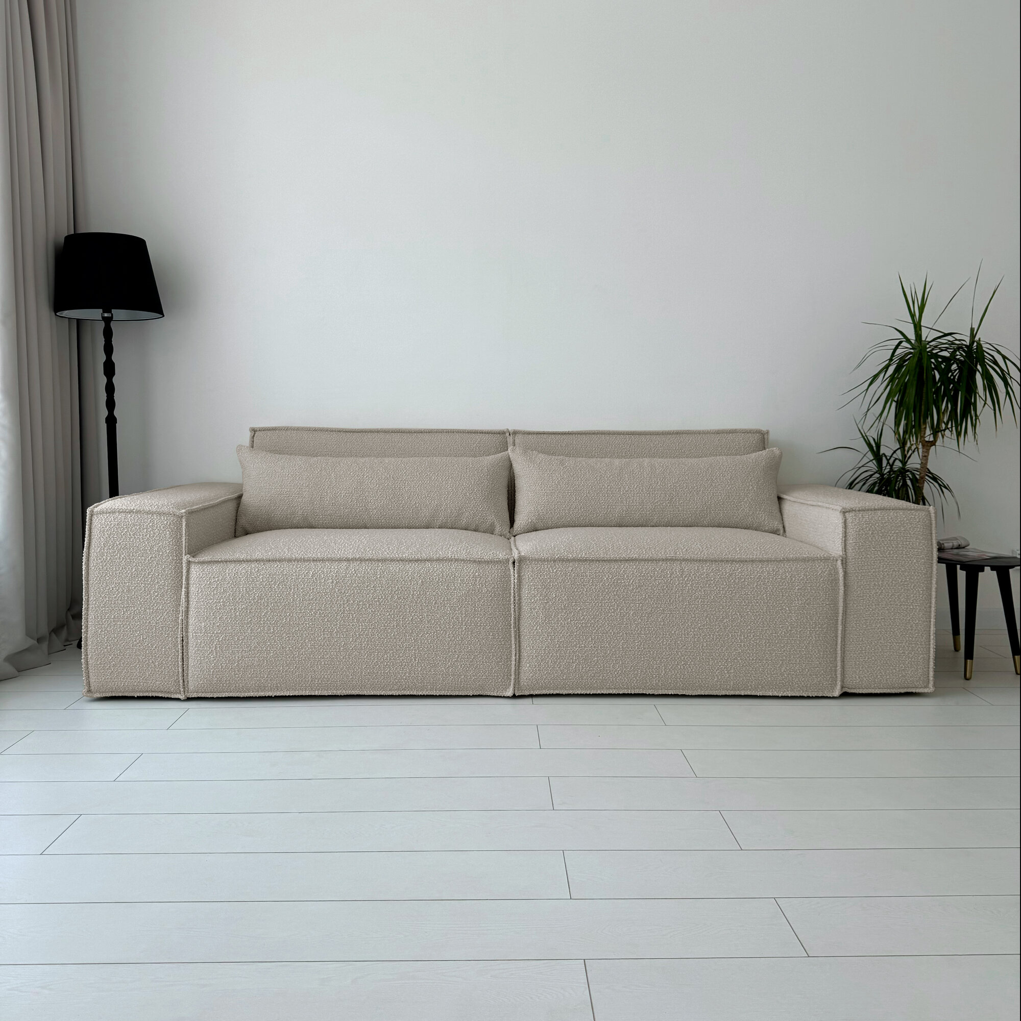 Диван-кровать Redsofa Пикассо 260 см Букле Латте. Раскладной прямой диван со съемными чехлами, для дома и офиса (Мебельный гарнитур бытового назначения) — фото 1