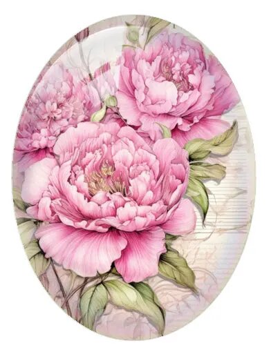 Стеклянные кабошоны Fezrgea розовые цветы овальные для рукоделия 25x35mm--10pcs B