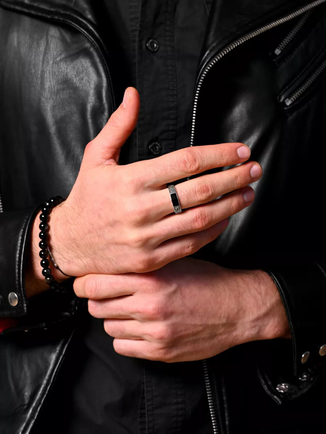 Кольцо, безразмерное, серебряный, серый — фото 1