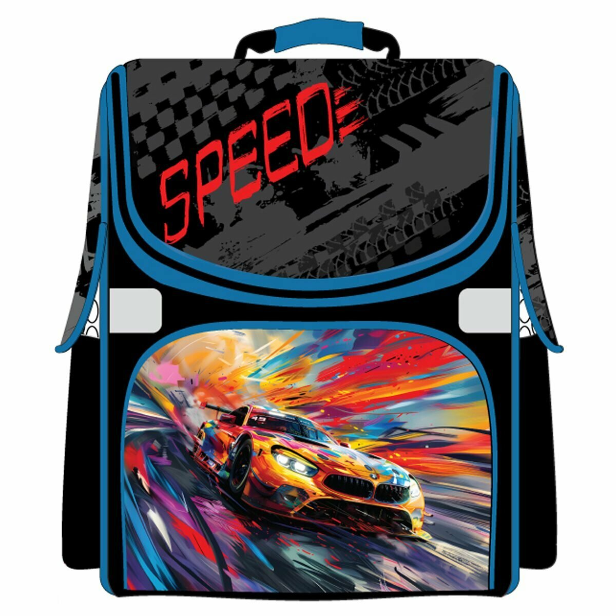 Ранец школьный ArtSpace Junior "Speed", 37x28x21см, 1 отделение, 3 кармана, анатомическая спинка (Uni_64903)