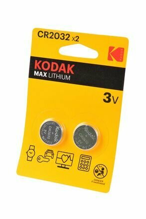 Дисковый элемент питания Kodak MAX Lithium CR2032 на 3В, 2 шт.
