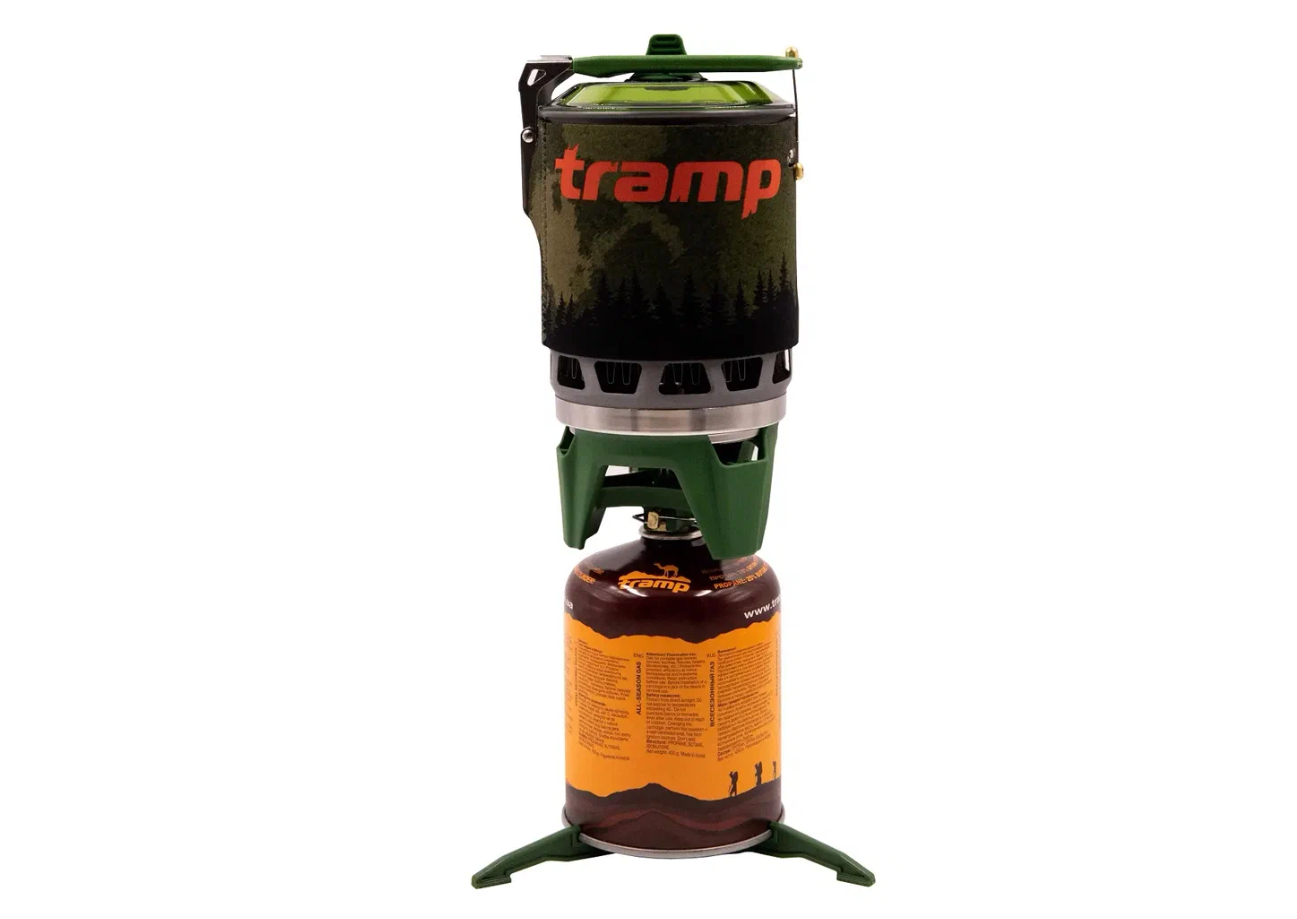 Система для приготовления пищи Tramp  газовая горелка   TRG-049  в комплекте котелок 0 8 л  с чехлом  оливковая  2200 Вт