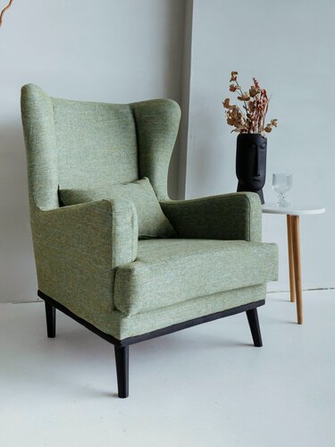 Изображение товара Кресло мягкое Вегас, кресло мягкое для дома светло-зеленое рогожка Milana 12