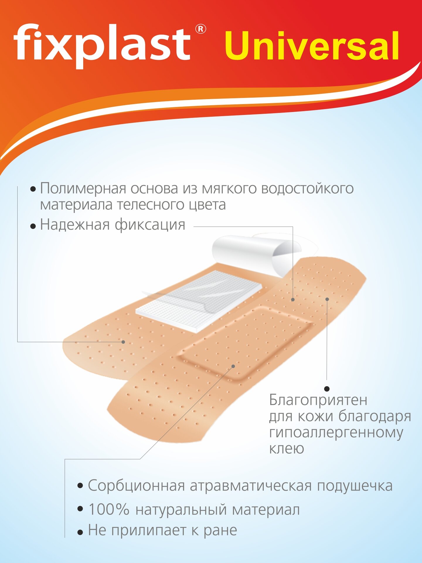 Бактерицидный Пластырь Пластырь бактерицидный Fixplast Universal с антисептиком с перфорацией стерильный на полимерной основе 40 штук
