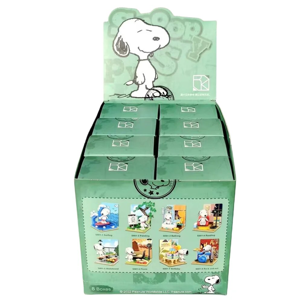 Оригинальные строительные блоки Bandai Snoopy Многогранная серия, A 1 box of 8pcs, Унисекс