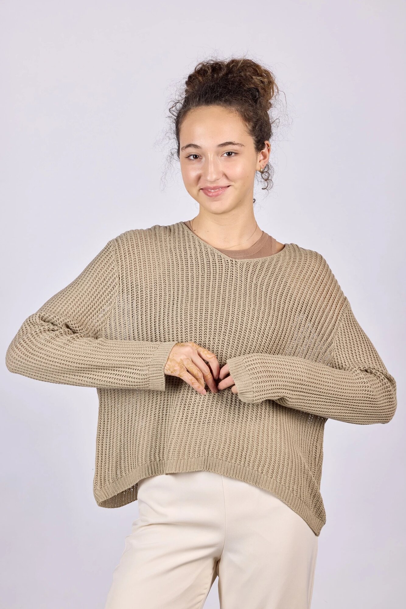 Джемпер Selfie, размер L, бежевый — фото 1