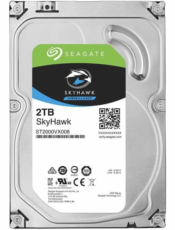 Жесткий диск Seagate ST2000VX008, для видеонаблюдения, 2Тб, 3,5"