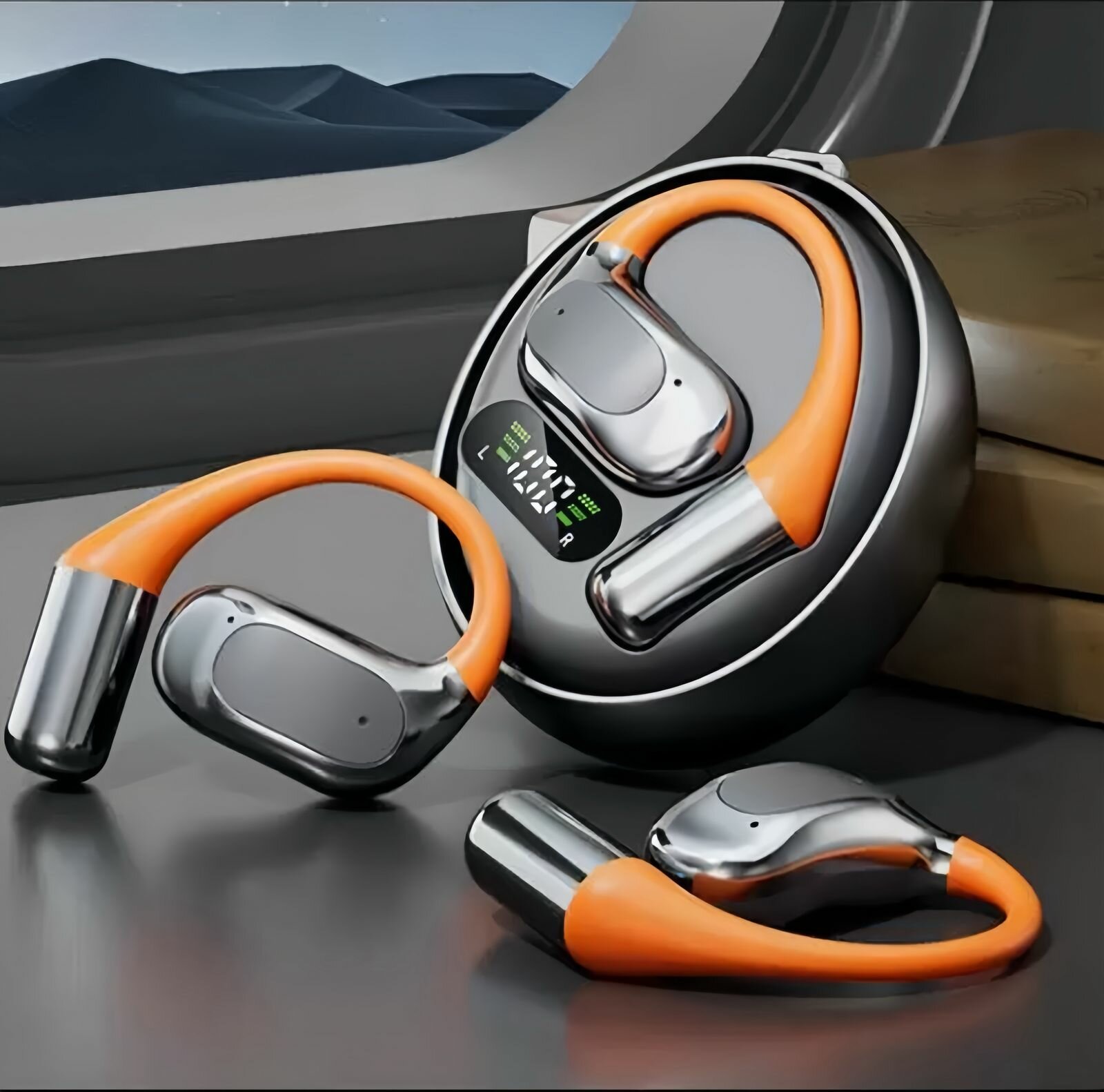 Наушники беспроводные оранжево-черные