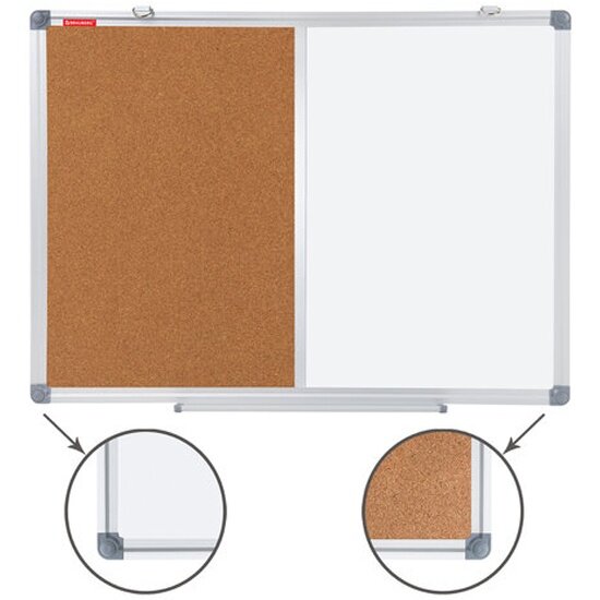 Доска комбинированная Brauberg магнитно-маркерная пробковая для объявлений 45х60см Extra 238182