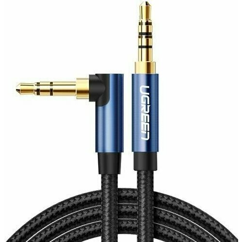 Кабель UGREEN AV112 60179 3.5mm Male to 3.5mm Male Angled Cable 1m-Blue Black