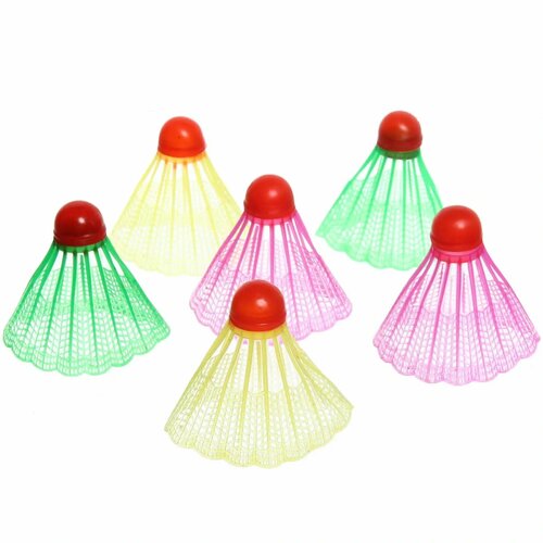 Волан пластиковый для бадминтона, цветной, 6 шт, удобный и легкий