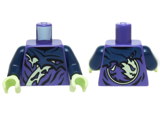 Torso Ninjago Tattered Dark Blue and Yellowish Green Robe Pattern / Dark Blue Arms / Yellowish Green Hands, 973pb2083c01 Dark Purple U
