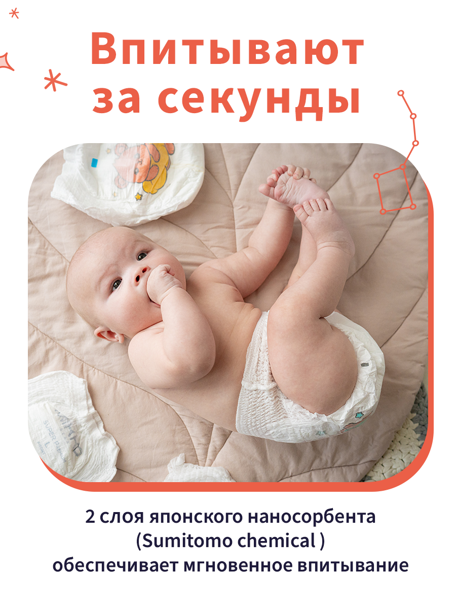 Подгузники трусики 5 XL, для детей 12-20 кг, MIKKO Bear, Super Premium, 50 шт. — фото 1