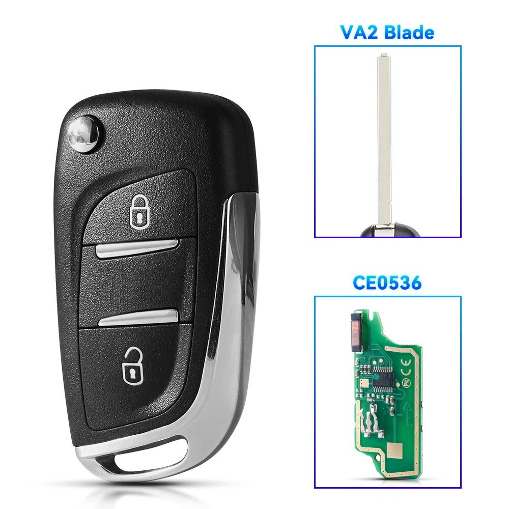 Ключ дистанционного управления для Peugeot Partner 2/3 433 207 306 307 308 407 Citroen C2 C3, 2BT VA2 CE0536, for Peugeot
