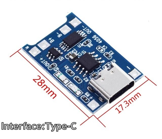 10 шт. Модуль зарядки аккумулятора Liion18650 TP4056 TYPE-C USB с защитой