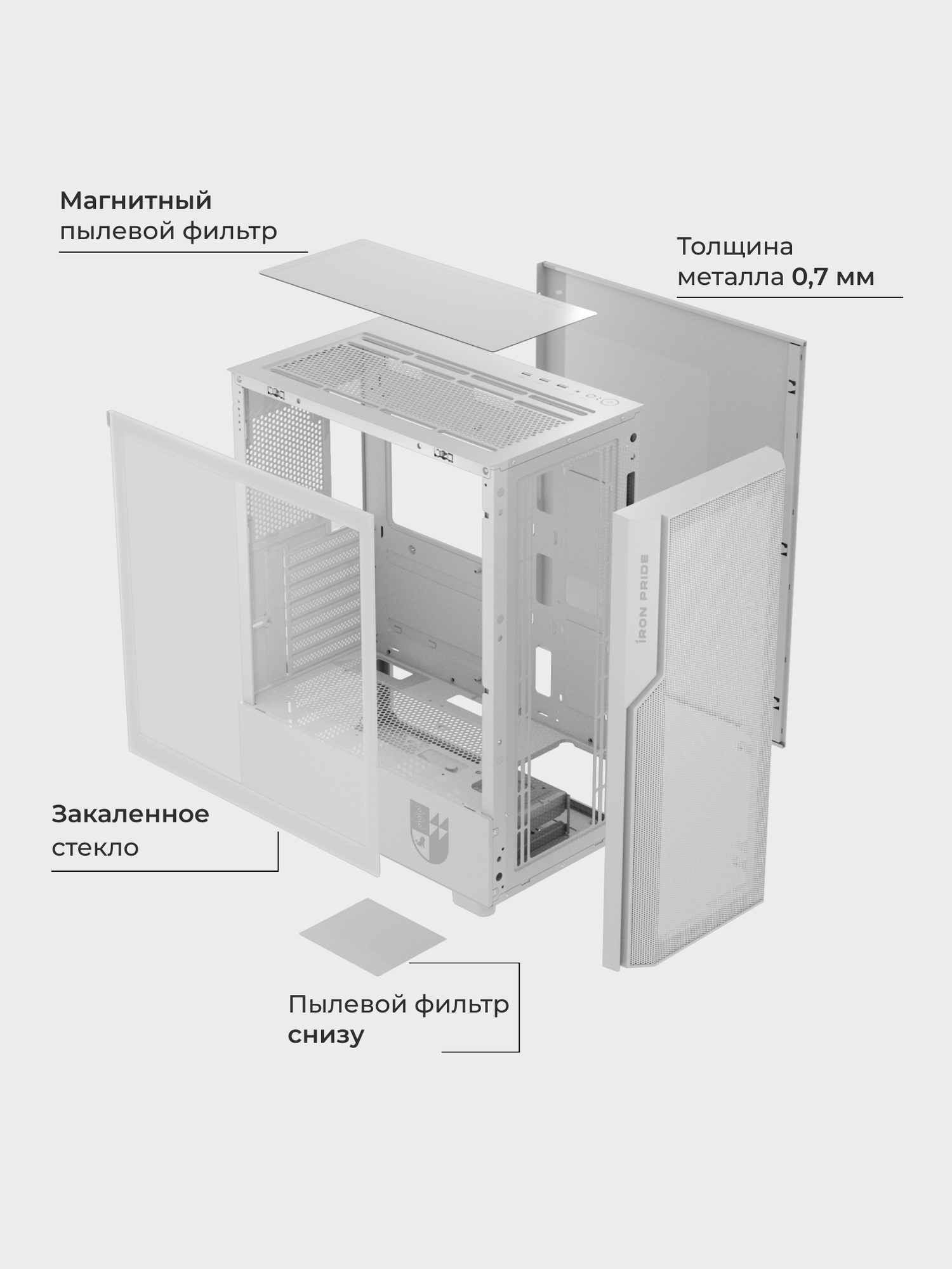 Корпус Warrior Z14 + закаленное стекло, ATX, Micro-ATX, Mini-ITX — фото 1