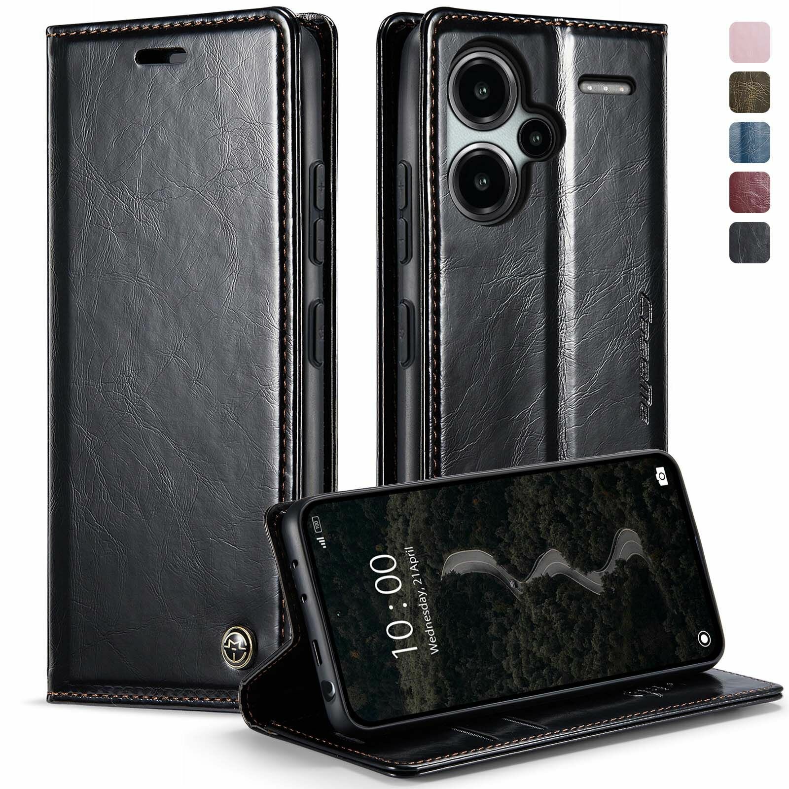 Caseme Кожаный книжка чехол для Xiaomi Redmi Note 13 Pro Plus+ 5G /Сяоми Нот 13 Про + Редми Нот 13 Про 5G с визитницей из экокожи