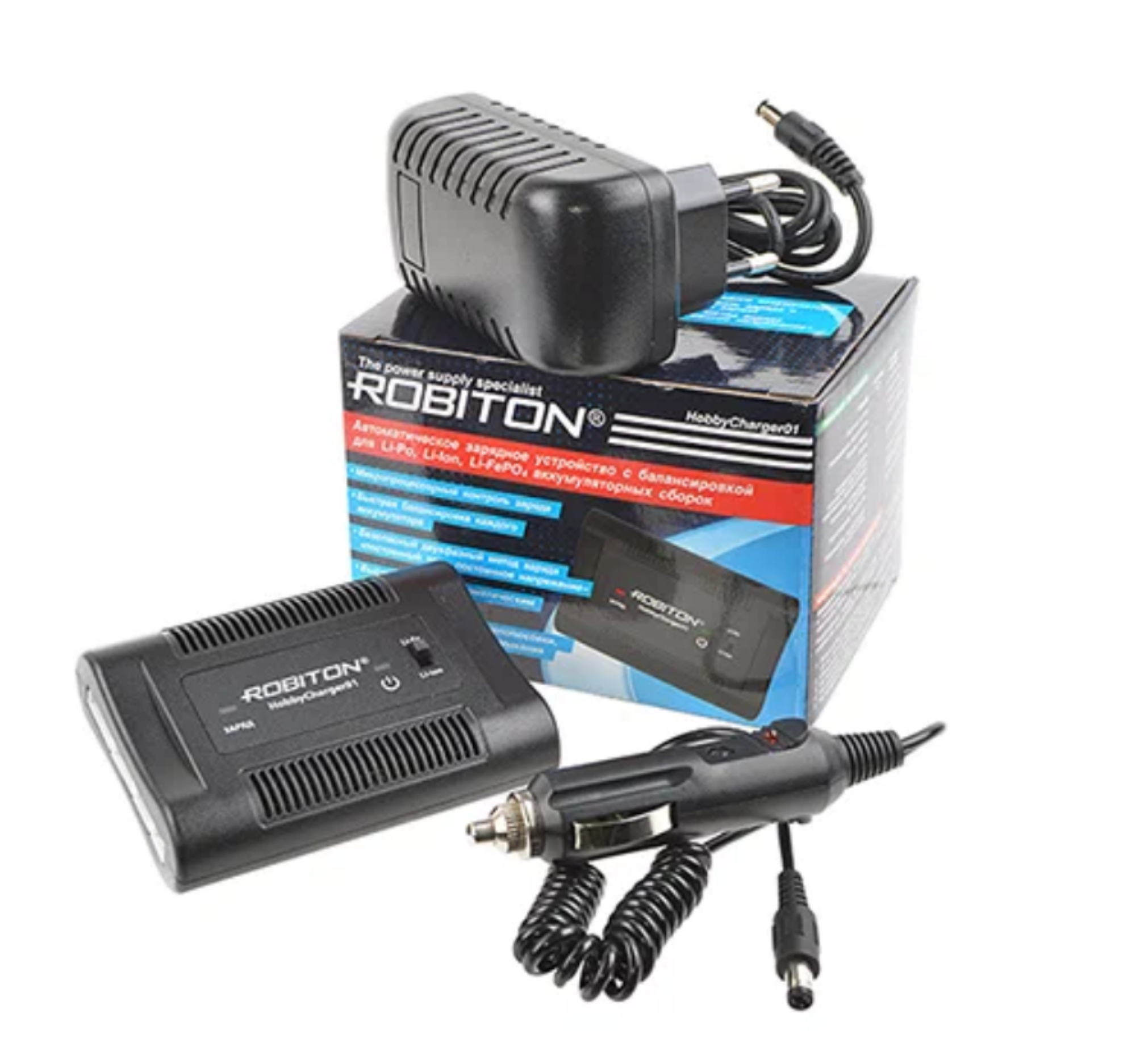 Зарядное устройство ROBITON HobbyCharger01 с балансировкой для Li-Po, Li-ion, LiFePO4 аккумуляторных сборок