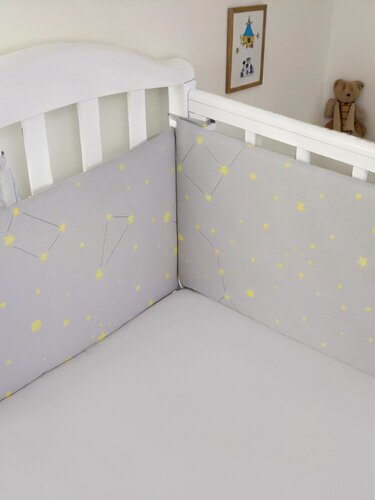 Изображение товара Бортики для новорожденных в кроватку 120*60 см. Съемные чехлы на молнии "Созвездия"