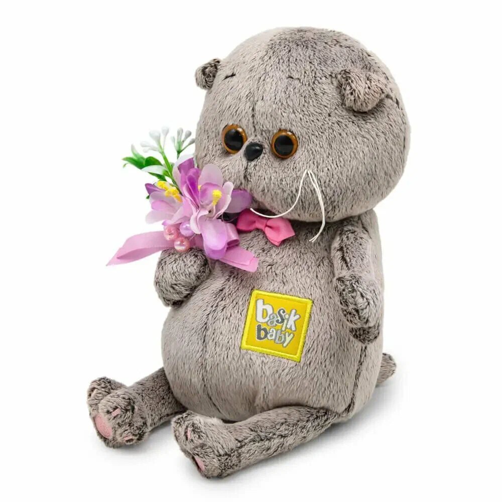 Мягкая игрушка BUDI BASA Кот Басик BABY с подснежниками 20 см