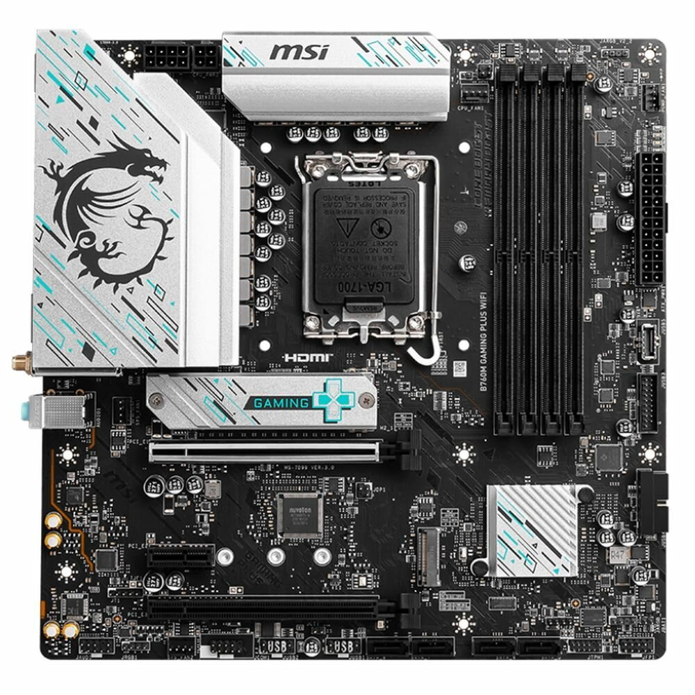 Материнская плата MSI B760M GAMING PLUS WIFI DDR4, Intel B760, mATX, Ret