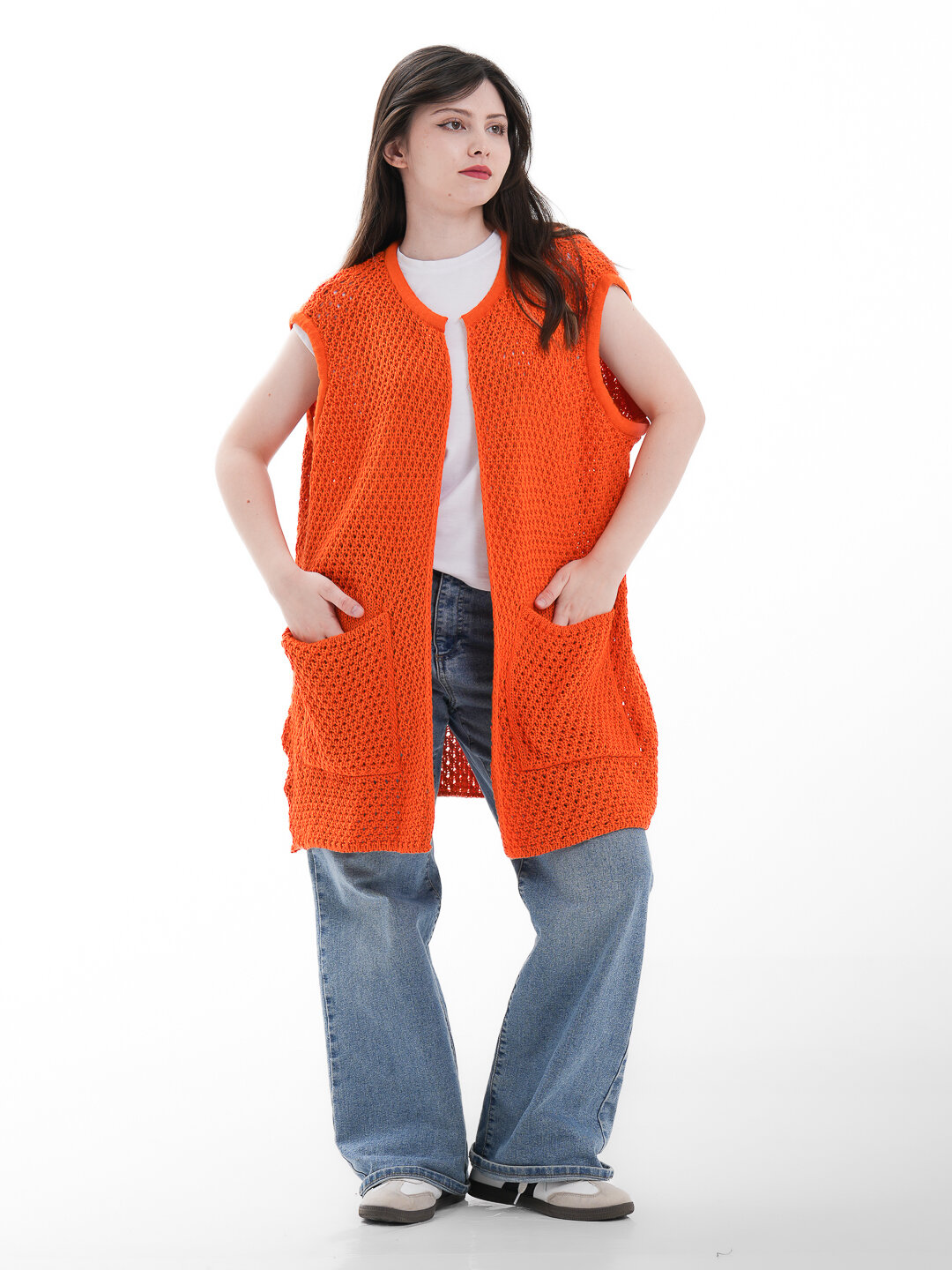 Кардиган Didov TRIKO 2447, размер oversize, оранжевый