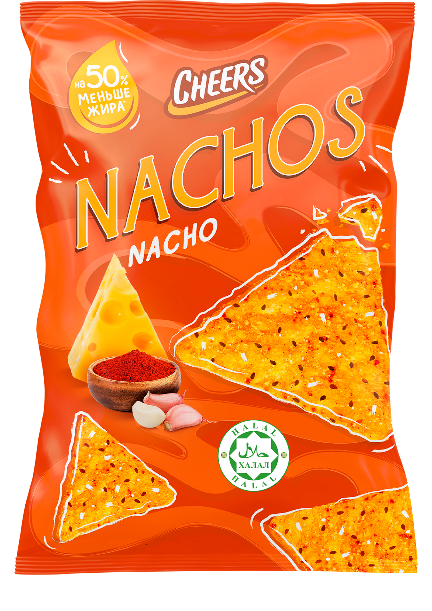 Чипсы кукурузные Cheers Nachos , запечённые, со вкусом "Сыр Nacho", 130 г