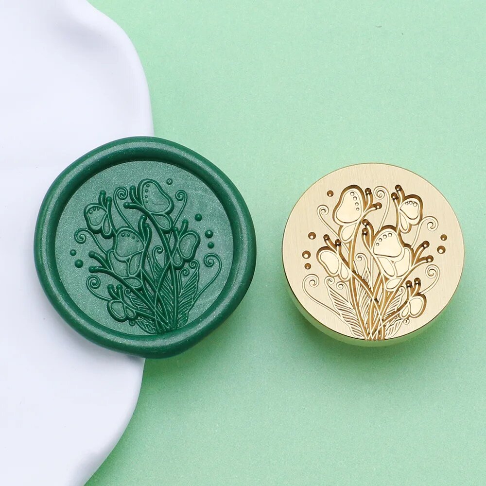 Штамп с сургучной печатью кленовый лист/бамбук 19