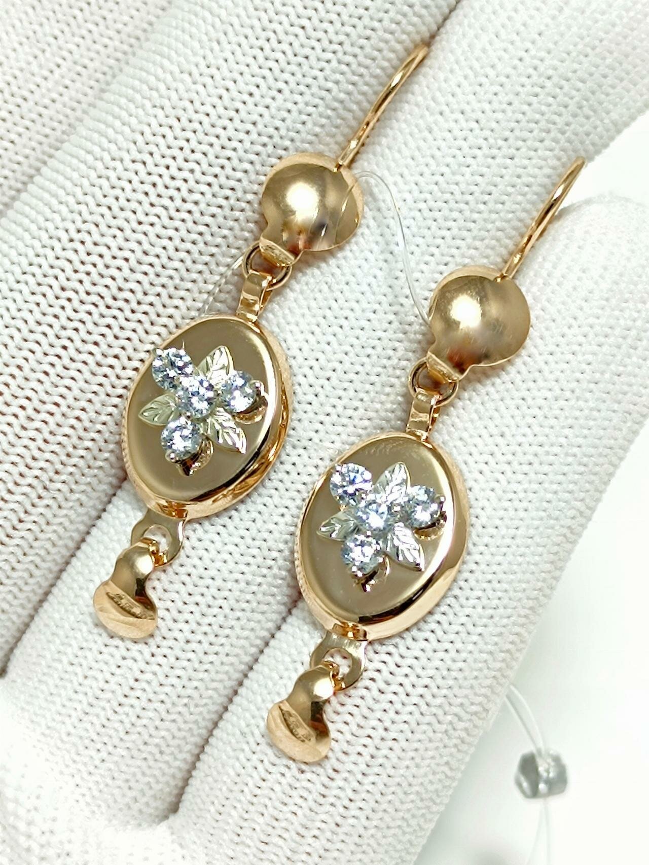 Серьги, красное золото, 585 проба