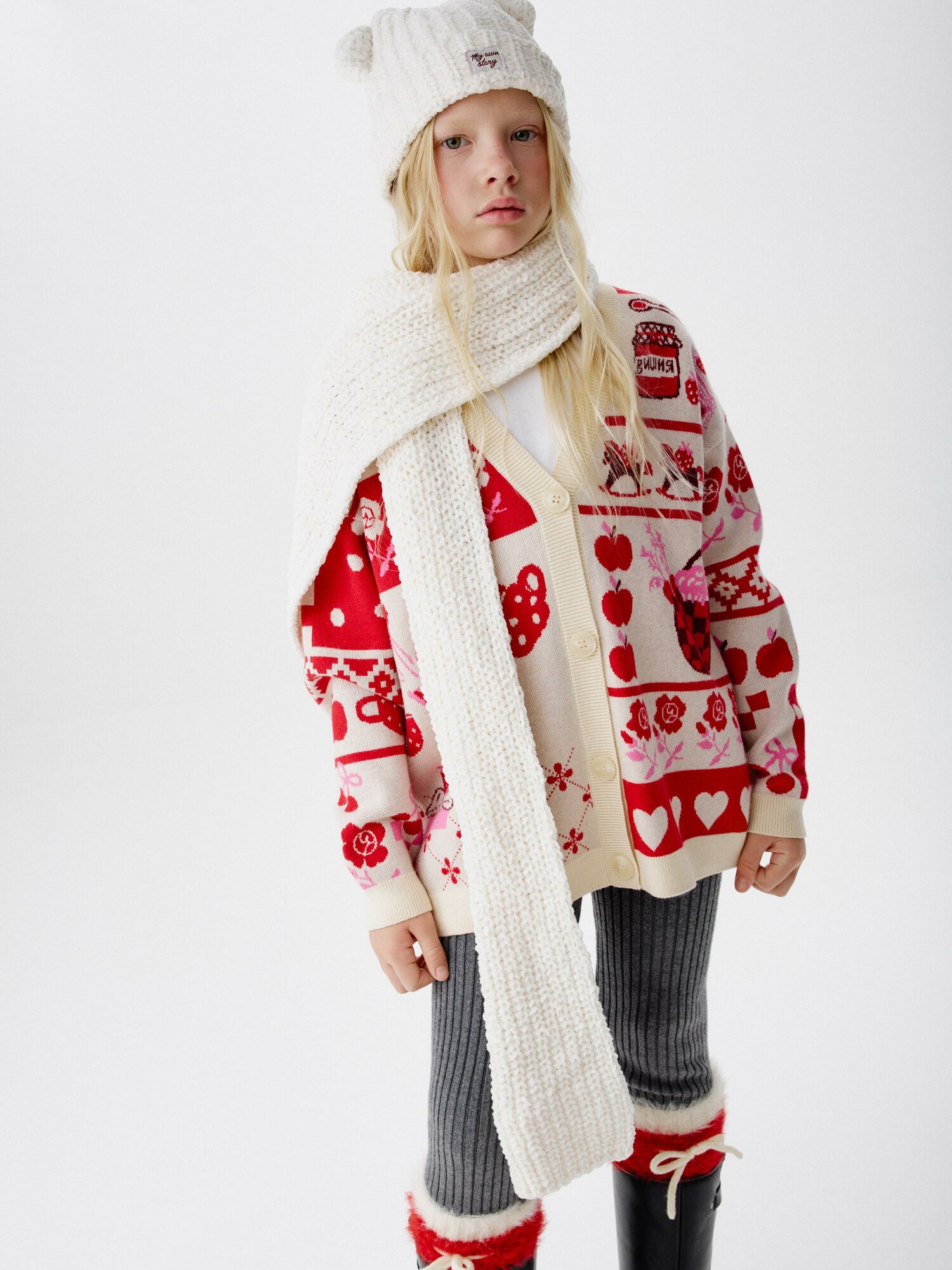 Шарф Sela для девочек158х20 см one size бежевый