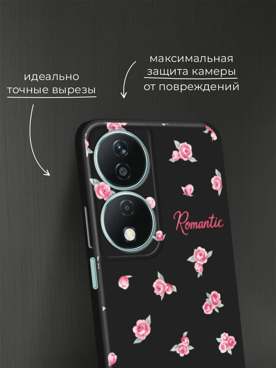Черный матовый чехол на Honor X7B/90 Smart / Хонор X7B/90 Смарт с принтом "Romantic 2" — фото 1
