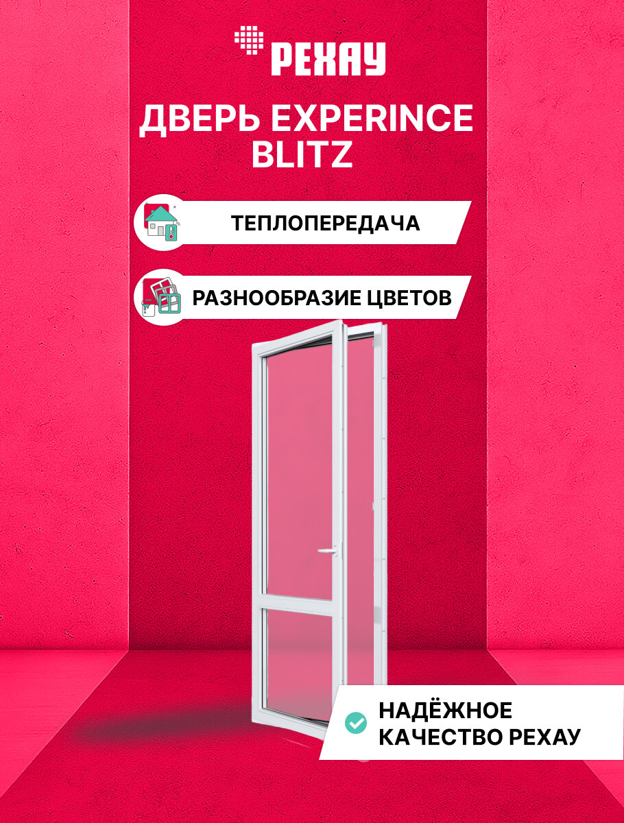 Пластиковая дверь ПВХ балконная рехау EXPERIENCE BLITZ 2050х860 мм (ВхШ) левая двухкамерный стеклопакет белая