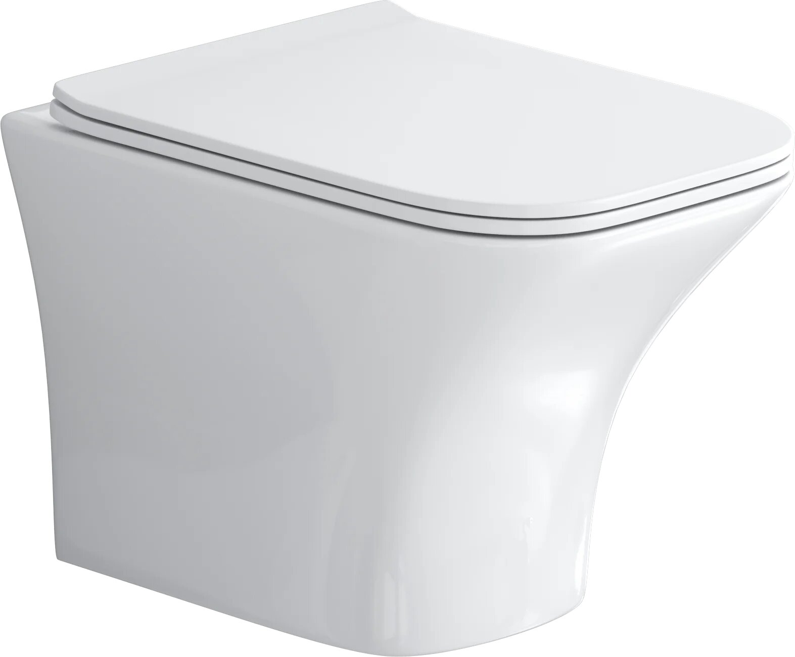 Унитаз подвесной Grossman Galaxy GR-4476S с микролифтом безободковый прямоугольный без бачка фаянсовый антивсплеск белый