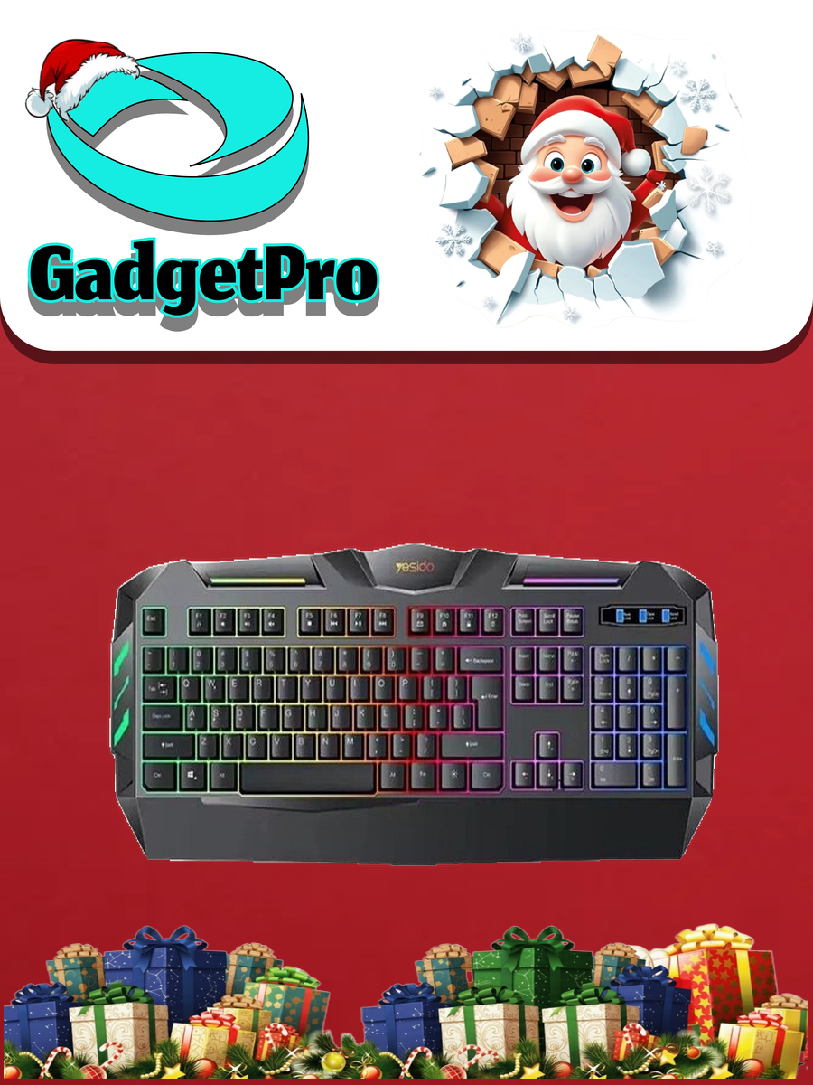Игровая клавиатура Yesido KB21 RGB: 104 клавиши, эргономичный дизайн, механическое ощущение, кабель 1.5м - для геймеров.