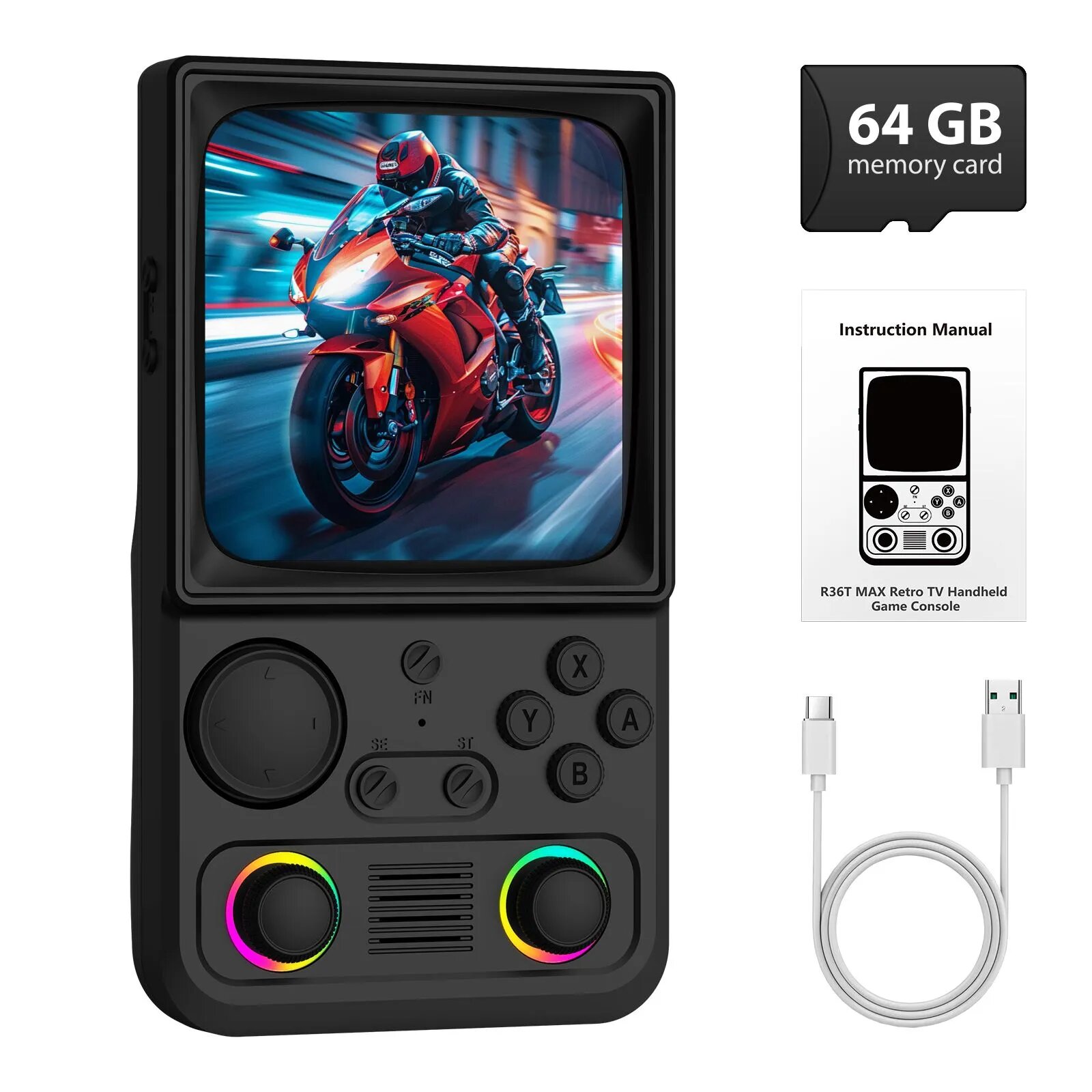 AISLPC R36T Max реtro портативная игровая консоль 64G поддерживает WiFi мультиплеер, с 25 эмуляторов 21000+ игр, черный