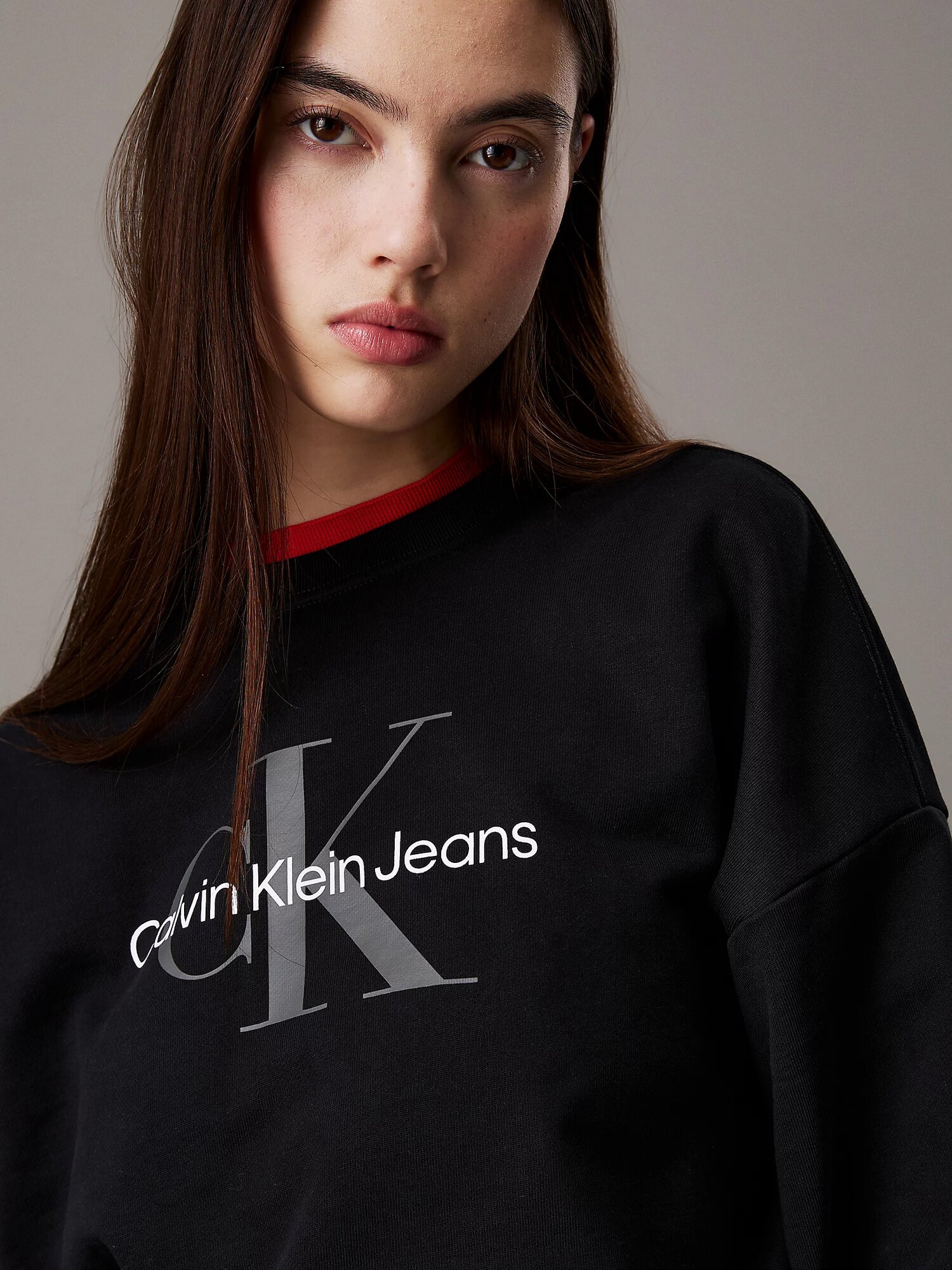 Свитшот Calvin Klein Jeans Cropped Monogram Sweatshirt, размер XS, , черный — фото 1