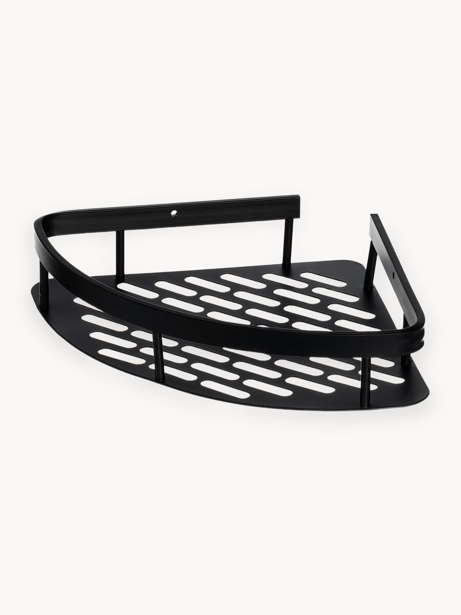 Полка навесная DeNASTIA угловая 28x21x5см, алюминий, цвет чёрный