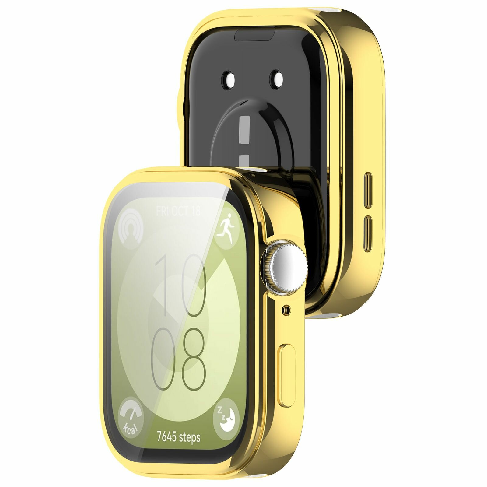 Силиконовый защитный чехол-бампер S&T Bron для умных смарт-часов Huawei Watch Fit 3 защищает экран от сколов и царапин, сохраняет чувствительность экрана, противоударный золотистый — фото 1