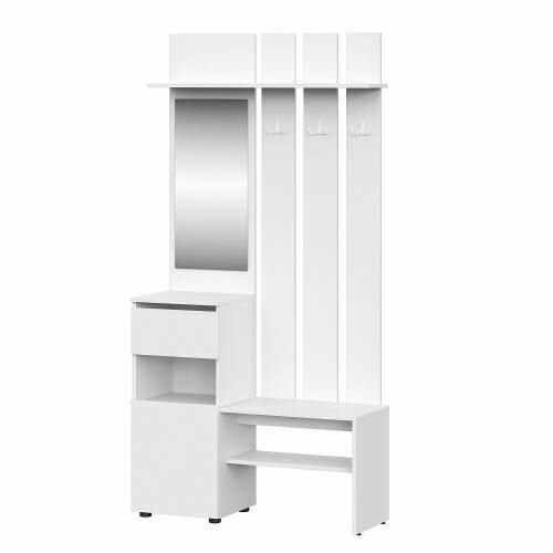 Вешалка с зеркалом Токио Белый 1001х200х352 см 12614₽