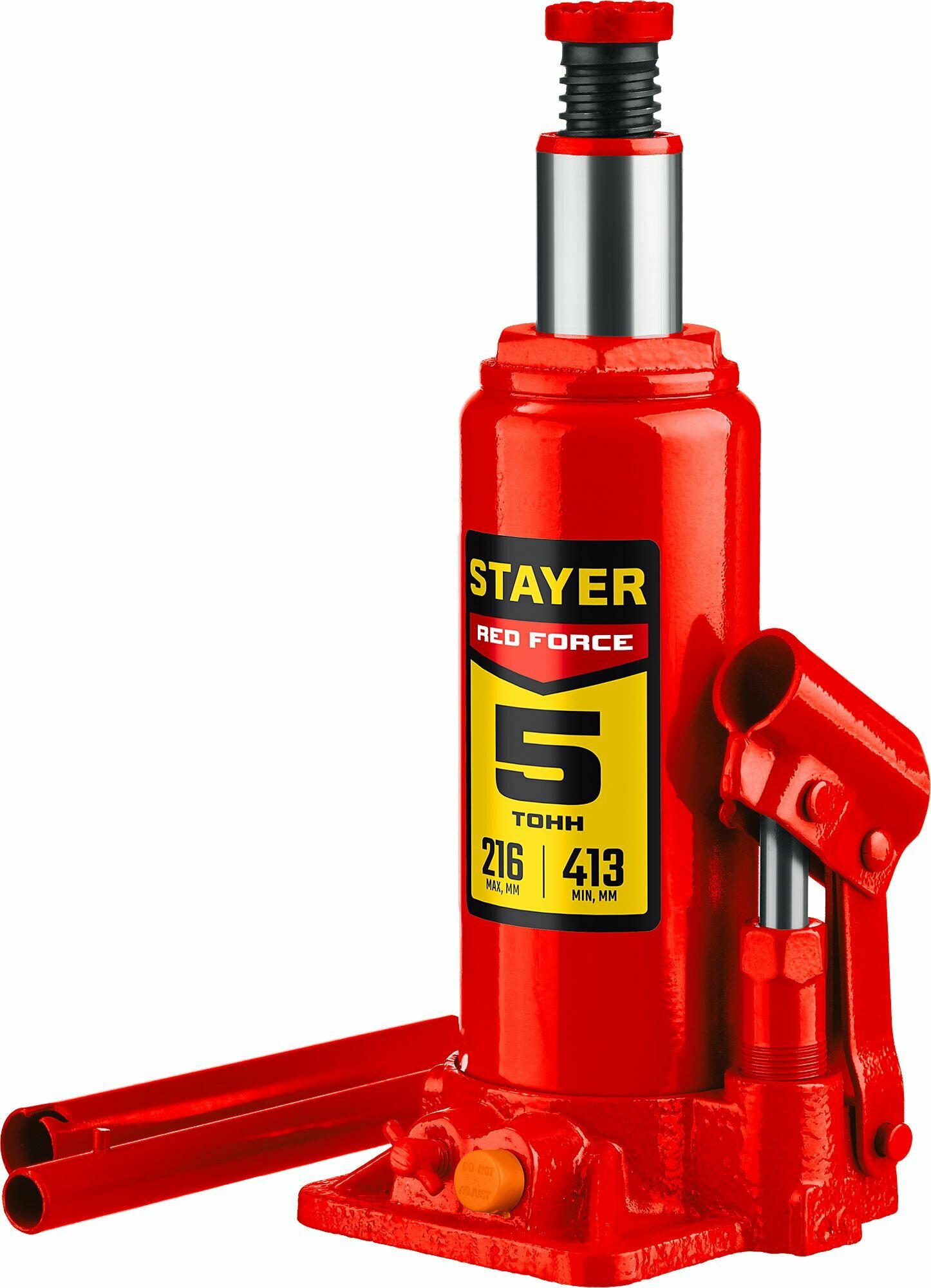 Домкрат гидравлический бутылочный STAYER RED FORCE 5 т, 216 - 413 мм, Professional (43160-5)